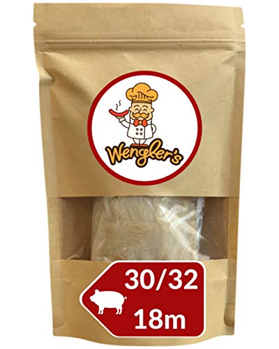 Estuche de Tripas de Cerdo 30/32 Wengler (18M) Equiparable a Las de carnicería - Resistente a la cocción - Apto para ahumar y Barbacoa
