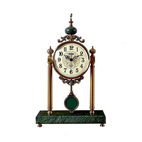 通用 European-Style Desk Clock Living Room Light Luxury Swing Desk Clock Pendulum Clock Creative Retro Large Silent Desk Clock 绿色
