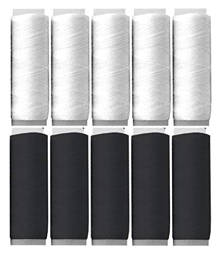 EUROXANTY Hilos de Coser | Bobinas de Colores | Juegos de Hilos | para Coser a Maquina | para Coser a Mano | para Bordados | Resistentes | Poliéster | 10 Blanco y Negro EUROXANTY Hilos de Coser | Bobinas de Colores | Juegos de Hilos | para Coser a Maquina | para Coser a Mano | para Bordados | Resistentes | Poliéster | 10 Blanco y Negro