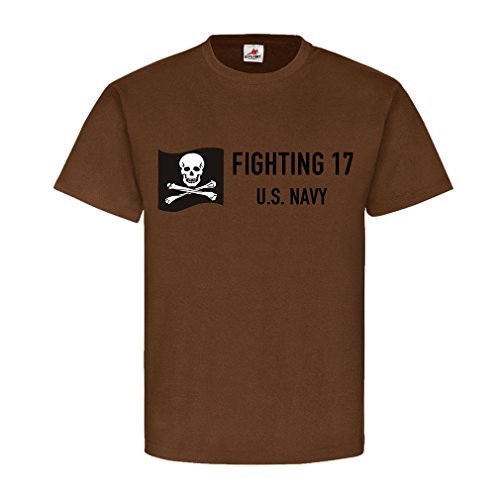 F4U Corsair Cráneo pirata VF-17 - Camiseta con el escudo del equipo Jolly Rogers F4U marrón XXL