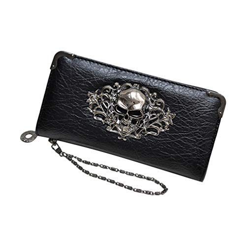 FENICAL Monedero de las mujeres largo Retro Punk Dice Wallet cráneo bolso de embrague para la decoración del partido de Halloween (negro) FENICAL Monedero de las mujeres largo Retro Punk Dice Wallet cráneo bolso de embrague para la decoración del partido de Halloween (negro)