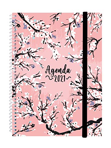 Finocam - Agenda 2021 Semana vista apaisada Espiral Design Collection Sakura Español