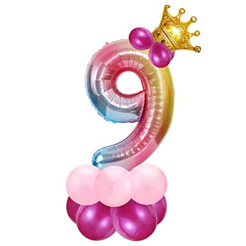Foil Globo Número 9 Rosa, 9er Cumpleaños Globos, Feliz Cumpleaños Decoración Globos 9 Años Niñas, Arco Iris Globos de Número 9, Globos Numeros para Cumpleaños, Fiesta, Decoración Foil Globo Número 9 Rosa, 9er Cumpleaños Globos, Feliz Cumpleaños Decoración Globos 9 Años Niñas, Arco Iris Globos de Número 9, Globos Numeros para Cumpleaños, Fiesta, Decoración