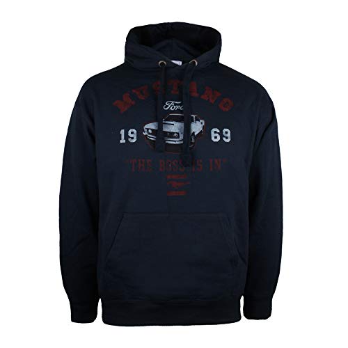 Ford Mustang The Boss Is In Hoodie Sudadera con Capucha, Armada, Pequeña para Hombre