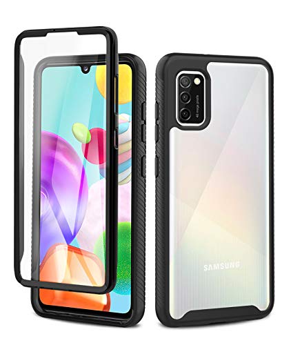 Foreverluck - Funda para Samsung Galaxy A41, [protector de pantalla integrado] 360 grados a prueba de golpes de policarbonato duro y suave parte delantera de TPU, color negro