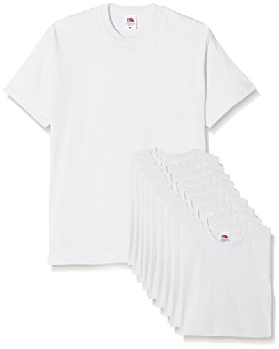Fruit of the Loom Original T. Camiseta, Blanco, S (Pack de 10) para Hombre