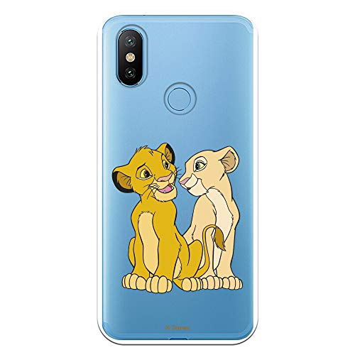 Funda para Xiaomi MI A2 - Mi 6X Oficial de El Rey León Simba y Nala Silueta para Proteger tu móvil. Carcasa para Xiaomi de Silicona Flexible con Licencia Oficial de Disney.