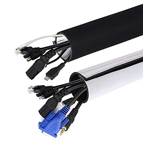 Gifort 2 pieza Organizador cables, Funda Con Velcro Para Cables En Material Elastico De Neopreno (150x13,5cm,150x10,2cm)