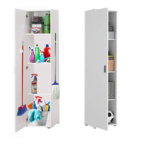 HABITMOBEL Armario BAño Auxiliar Blanco, Medidas: 39 cm (Ancho) x 190 cm (Alto) x 35 cm (Fondo) Gancho Incluido HABITMOBEL Armario BAño Auxiliar Blanco, Medidas: 39 cm (Ancho) x 190 cm (Alto) x 35 cm (Fondo) Gancho Incluido