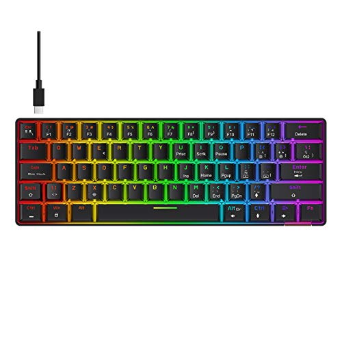 havit Teclado mecánico Gaming Español Teclados Gaming con Cable, Rojo Anti-Efecto Fantasma de 62 Teclas para Juegos y Trabajo，Negro