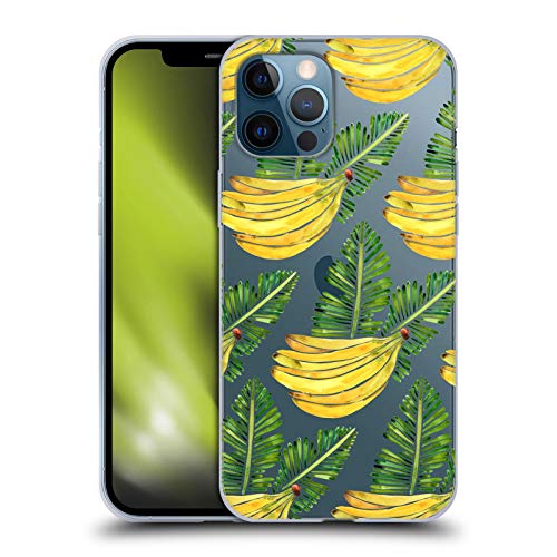 Head Case Designs Oficial Cat Coquillette Patrón de plátanos Verdes Tropical Carcasa de Gel de Silicona Compatible con Apple iPhone 12 Pro MAX