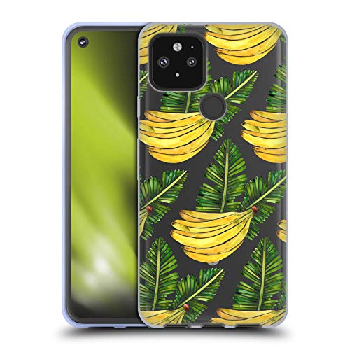 Head Case Designs Oficial Cat Coquillette Patrón de plátanos Verdes Tropical Carcasa de Gel de Silicona Compatible con Google Pixel 5