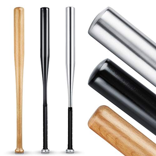 Heldenwerk Bate de béisbol de madera o aluminio – Con 31 pulgadas también ideal para autodefensa – sólido acabado (negro de aluminio), 31 pulgadas