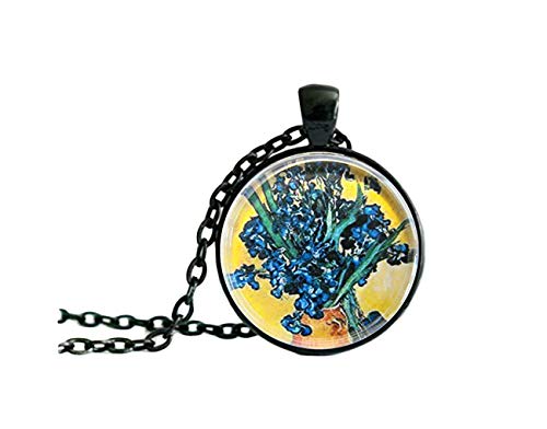 Heng yuan tian cheng - Collar con diseño de lirios azules en Jug, arte posimpresionista de los años 1880, símbolo de amistad