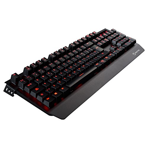 Hiditec | Teclado Gamming GK500 Mecánico Retroiluminado LED Rojo | Keyboard para PC Garmer Switch Cherry Blue | Estructura de Aluminio | N-Key Anti-Ghost | Color Negro