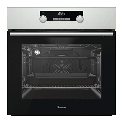 Hisense BSA5222AX - Horno función vapor + Multifunción Clase A+, capacidad 71 l, acero inoxidable, guía telescópica incluida, cristal extraible de fácil limpieza, puerta blindada doble cristal