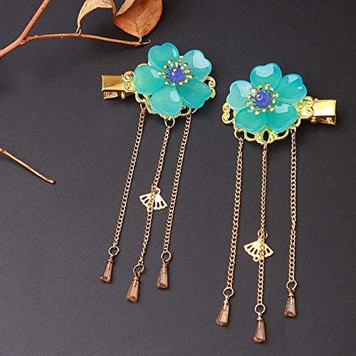 Horquilla de borla para niños estilo chino tiara step shake girl flor de estilo antiguo tarjeta de cabello para bebé accesorios de joyería niña, cuentas azules par de flores de porcelana azul Horquilla de borla para niños estilo chino tiara step shake girl flor de estilo antiguo tarjeta de cabello para bebé accesorios de joyería niña, cuentas azules par de flores de porcelana azul