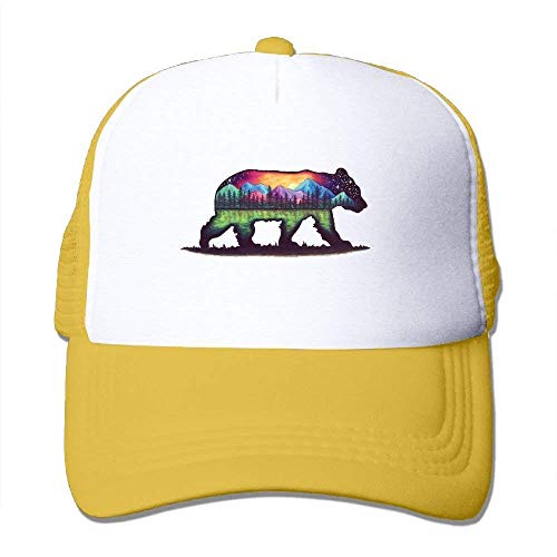 Hoswee Unisexo Gorras de béisbol/Sombrero, Mountain Bear Colorful Mesh Cap Adjustable Snapback Baseball Caps Adult Dad Hat