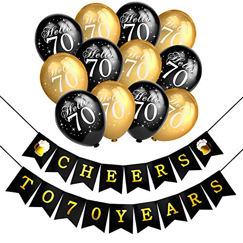 HOWAF 70 Decoración Fiesta de Cumpleaños Favores, Pancartas aclamaciones a 70 años Suministros y Decoración Globo de látex Negro y Dorado para Adultos 70 Años de Decoraciones de Fiesta de Cumpleaños HOWAF 70 Decoración Fiesta de Cumpleaños Favores, Pancartas aclamaciones a 70 años Suministros y Decoración Globo de látex Negro y Dorado para Adultos 70 Años de Decoraciones de Fiesta de Cumpleaños