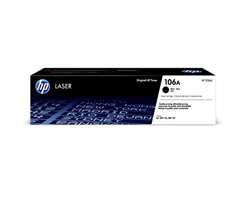 HP 106A W1106A, Negro, Cartucho Tóner Original, de 1.000 páginas, para impresoras HP Laser 107a, 107w, 107r, MFP 135ag, MFP 135wg, MFP 137fwg