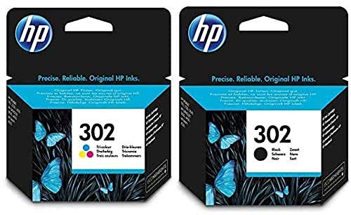 HP 302 F6U65AE Cartucho Original para impresorasde inyección de Tinta, Compatible con DeskJet 1110, 2130 e 3630, HP OfficeJet 3830 e 4650, HP Envy 4520, Pack de 2