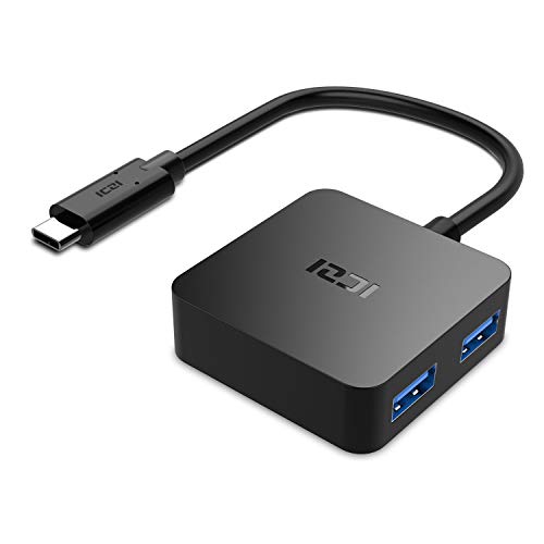 ICZI Hub USB C a USB 3.0 4 Puertos, Adaptador USB Tipo C con Conector Niquelado de Alta Velocidade de Transmisión - Negro