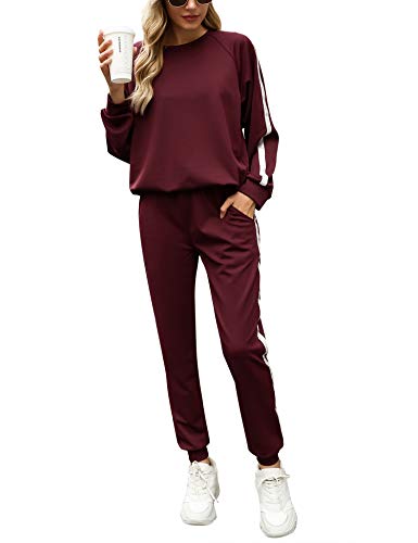 Irevial Conjunto Deporte Mujer, Chándal Mujer Completo 2 Piezas, Ropa Manga Larga de Casa Casual de Otoño Invierno, Conjunto Deportivo, Yoga, Fitness Mujer