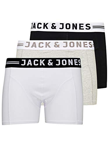 JACK & JONES SENSE TRUNKS 3-PACK Bóxer, Gris (Light Grey Melange), Small (Pack de 3) para Hombre JACK & JONES SENSE TRUNKS 3-PACK Bóxer, Gris (Light Grey Melange), Small (Pack de 3) para Hombre