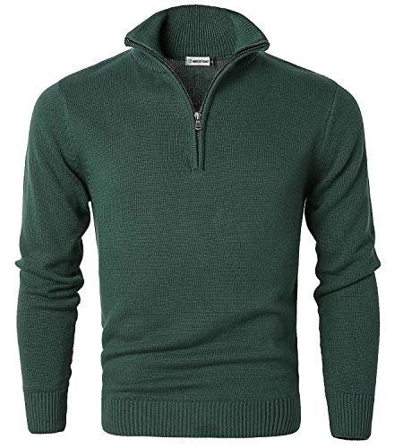 Jersey de Algodón para Hombre Suéter de Cuello Media Cremallera Sudadera de Punto Cómoda de Manga Larga Verde L Jersey de Algodón para Hombre Suéter de Cuello Media Cremallera Sudadera de Punto Cómoda de Manga Larga Verde L