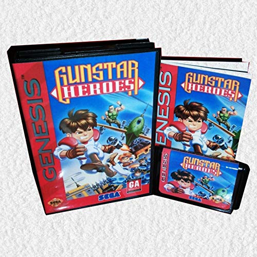 Jhana Gunstar Heroes US Cover con caja y manual para consola de videojuegos MD MegaDrive Genesis tarjeta MD de 16 bits (carcasa JAP)