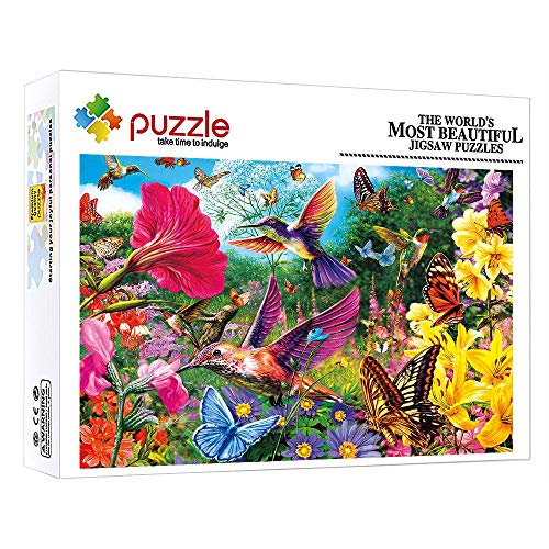Jigsaw Puzzle Puzzle 1000 Piezas Puzzles 1000 Piezas Flores, Pájaros, Mariposas Mini Puzzles Rompecabezas Divertido para Niños Adultos Amigo 14.96In X 10.23In