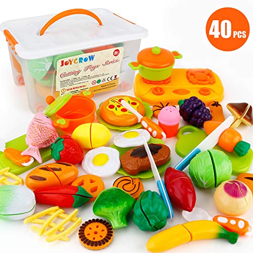 JoyGrow 40 Piezas Alimentos de Juguete Cortar Frutas Verduras, Accesorios de Cocina Juego de Comida,Educación Juegos para Nino,Juego de rol Infantil de Imitación con Caja de Almacenamiento JoyGrow 40 Piezas Alimentos de Juguete Cortar Frutas Verduras, Accesorios de Cocina Juego de Comida,Educación Juegos para Nino,Juego de rol Infantil de Imitación con Caja de Almacenamiento