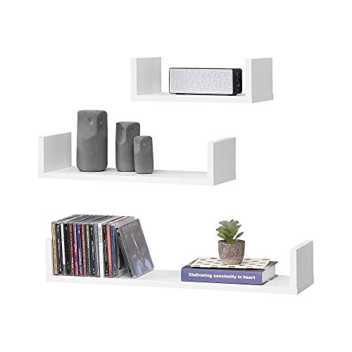 Juego de Estanterías para Pared Vennesla Set de 3 Unidades en Diferentes Medidas Estantes Flotantes Decoración de Salón o Dormitorio Blanco