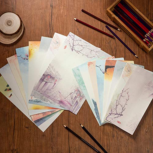 Juego de Papeles y Sobres Vintage, Comius Sharp Papelería Vintage Papel, Estilo Chino Papelería Vintage Papel, 32 Hojas Papel de Cartas 16 PCS Sobres Vintage Juego de Papeles y Sobres Vintage, Comius Sharp Papelería Vintage Papel, Estilo Chino Papelería Vintage Papel, 32 Hojas Papel de Cartas 16 PCS Sobres Vintage
