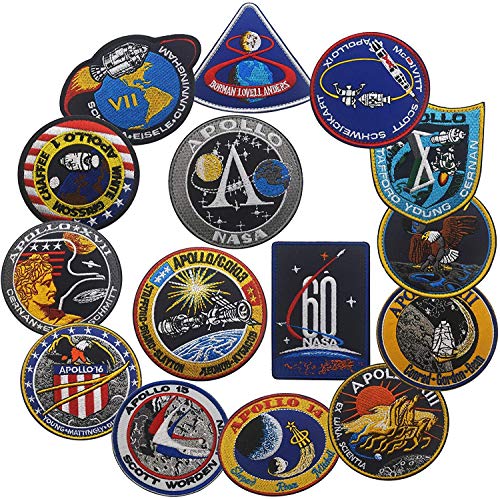 Juego de parches de misión Apolo de la NASA Apollo1,7,8,9,10,11,12,13,14,15,16,17, parches bordados espaciales, logotipo de 60º aniversario, parche bordado para disfraz de bricolaje