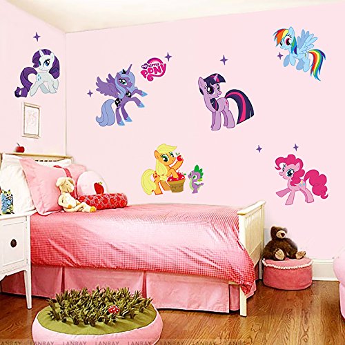 Kibi Pegatinas de Pared de Unicornio Cartoon My Little Pony Pegatinas de Pared Para Niños Decoración de Habitación Unicornio Animal Mural Arte Pvc