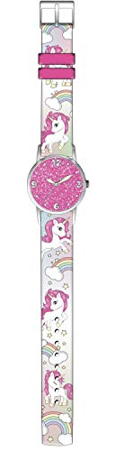 Kids Licensing |Reloj Analógico Niños | Reloj Unicornio |Diseño Glitter |Reloj Infantil con Efecto Purpurina | Reloj de Pulsera Infantil | Reloj de Aprendizaje | Medidas 4.5 x 24 cm | Licencia Oficial