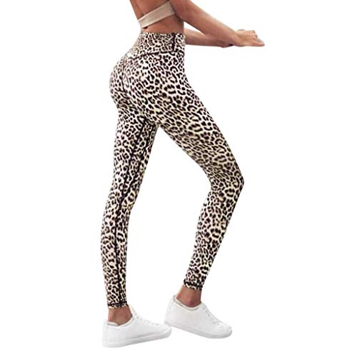 Kneris Leggins Pantalones Mujer Mallas Estampado de Leopardo Fitness Deportes Cintura Alta Yoga Athletic