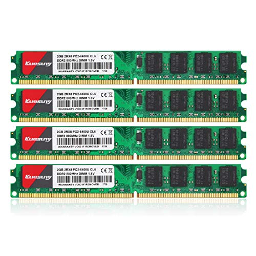 Kuesuny 8GB Kit (4x2GB) DDR2 800mhz UDIMM PC2 6400 6300 DIMM 1.8V CL6 240Pin Dual Rank Non-ECC Unbuffered Desktop RAM Compatible con Intel AMD Kuesuny 8GB Kit (4x2GB) DDR2 800mhz UDIMM PC2 6400 6300 DIMM 1.8V CL6 240Pin Dual Rank Non-ECC Unbuffered Desktop RAM Compatible con Intel AMD