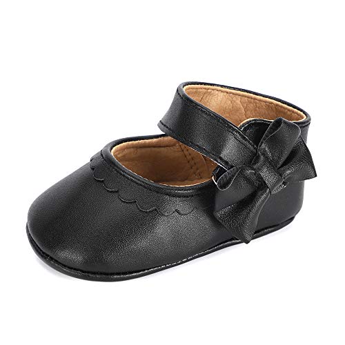 Lacofia Zapatos Antideslizantes Primeros Pasos para bebé niñas con Suela Bailarinas bebé niña Negro 6-12 Meses