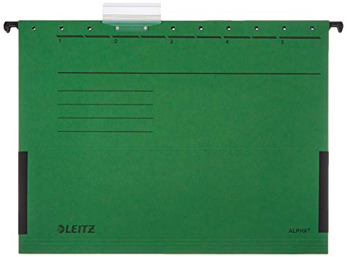 Leitz 19863055 Alpha - Carpetas colgantes con pestaña lateral, color verde (5 unidades)
