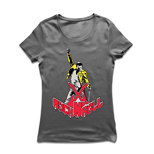 lepni.me Camiseta Mujer Rock and Roll para Siempre, Conjunto de Concierto de la Banda de Rock. (XX-Large Grafito Multicolor)