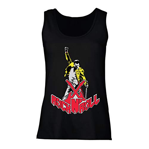 lepni.me Camisetas sin Mangas para Mujer Rock and Roll para Siempre, Conjunto de Concierto de la Banda de Rock. (Small Negro Multicolor)