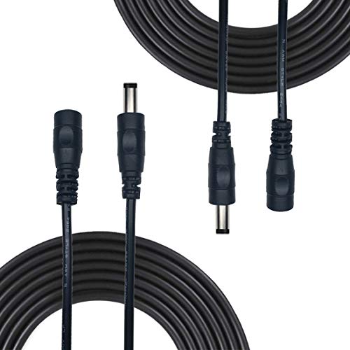 Liwinting 2 Piezas 10m Cable de Extensión Plug DC 2,1 mm x 5,5 mm Macho a Hembra Conector para Adaptador de Corriente, LED, Cámara CCTV Potencia, Coche, Monitores y Más, Flexible - Negro
