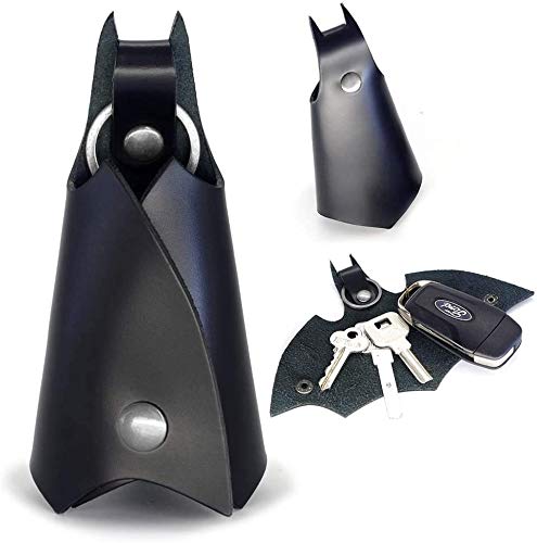 Llavero de Batman Cuero Sintetico, Estuche Cartera para Varias Llaves de Coche o Moto, Regalo Original - Piel Sintética, Color Negro