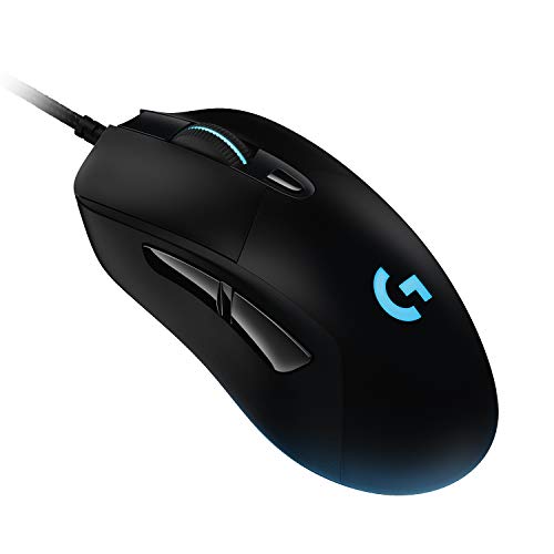 Logitech G403 HERO Wired Gaming Mouse, HERO 25K Sensor, 25,600 DPI, RGB Backlit Keys, Adjustable Weights, 6 Programmable Buttons, On-Board Memory, Braided Cable, PC/Mac, Black - EU Packaging