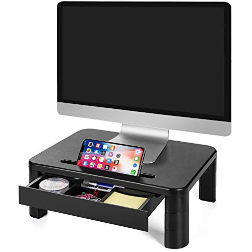 LORYERGO Soporte de Monitor con 3 Alturas Ajustables Monitor Elevador Mesa con Organizador para Almacenamiento, para Monitor de PC Ordenador portátil Impresora de Oficina Alivia el Dolor de Cuello