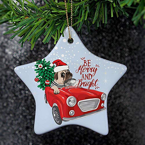 Lplpol Adornos navideños de cerámica, adornos de bulldog navideño, adornos personalizados, adornos navideños, bulldog Navidad, amantes de los toros Jn 1963 3 pulgadas