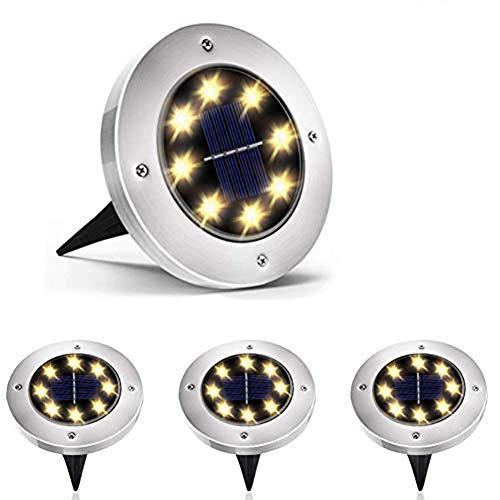Luces Solar de Tierra Luz 8 LED, WZTO 400LM Luces Solares Jardin Impermeable Lámpara en el Exterior, Patio, Entrada de Garaje, Césped, Decoración de Camin Luces Solar de Tierra Luz 8 LED, WZTO 400LM Luces Solares Jardin Impermeable Lámpara en el Exterior, Patio, Entrada de Garaje, Césped, Decoración de Camin