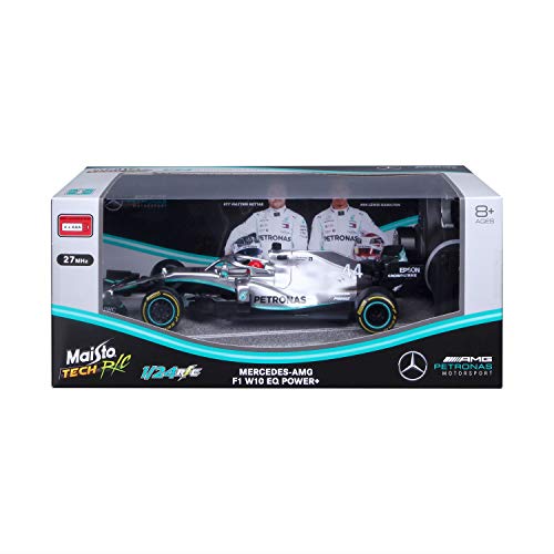 Maisto Tech R/C F1 Mercedes AMG Petronas W10 (2019): Coche teledirigido Lewis Hamilton en Escala 1:24, Coche de fórmula 1, 27 MHz, Control con Mango de Pistola, 22 cm, Color Plateado (581382) Maisto Tech R/C F1 Mercedes AMG Petronas W10 (2019): Coche teledirigido Lewis Hamilton en Escala 1:24, Coche de fórmula 1, 27 MHz, Control con Mango de Pistola, 22 cm, Color Plateado (581382)